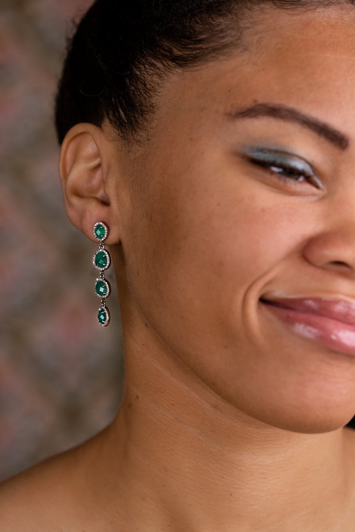 Gemstone Diamond Drop Earrings