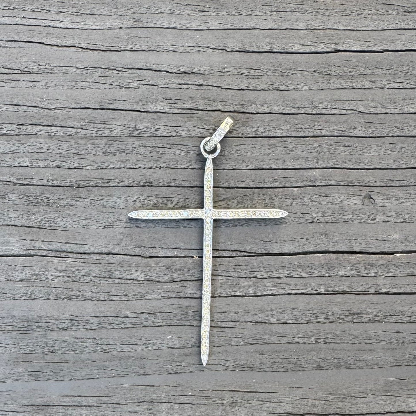 Pave Diamond Thin Dagger Cross