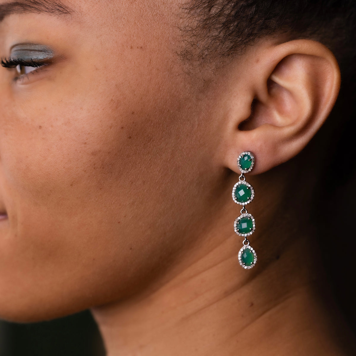 Gemstone Diamond Drop Earrings