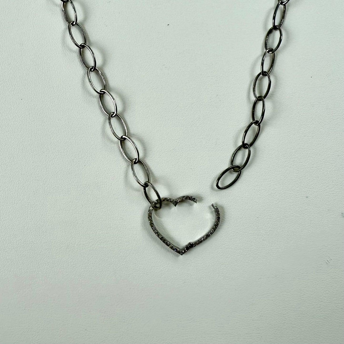Oval Chain with Heart Diamond Clasp