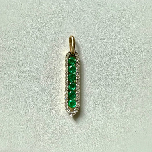14K Gold Emerald Diamond Drop Necklace