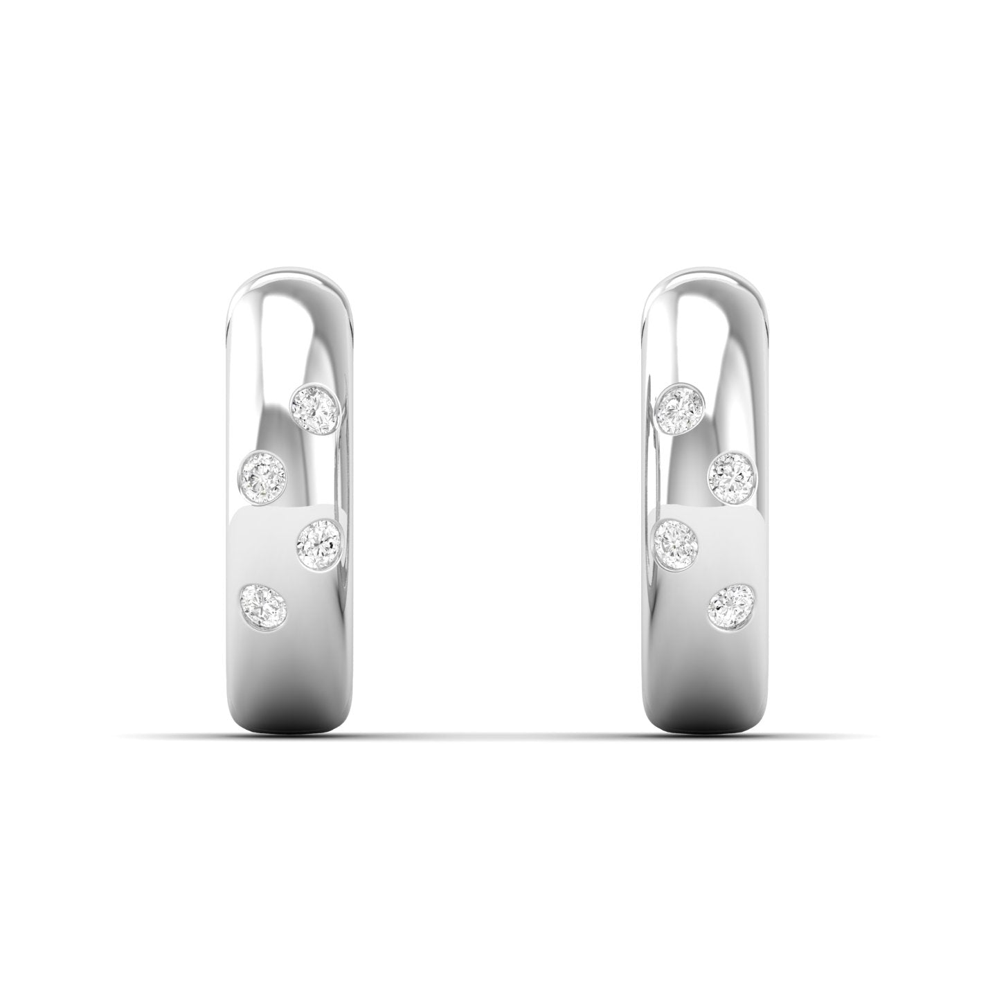 White Gold Diamond Huggie Hoops