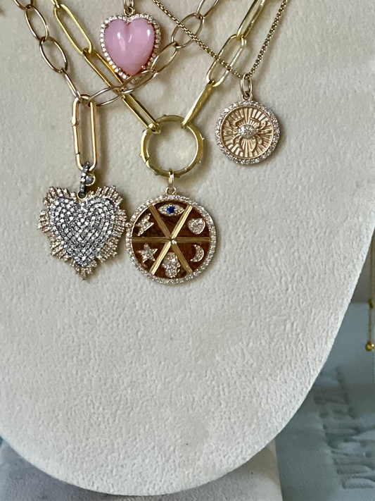 14K Gold Zodiac Diamond and Sapphire Pendant