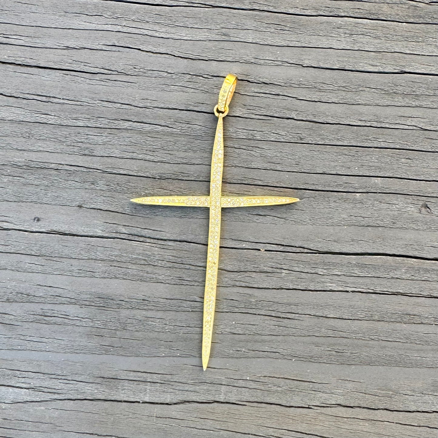 Pave Diamond Thin Dagger Cross