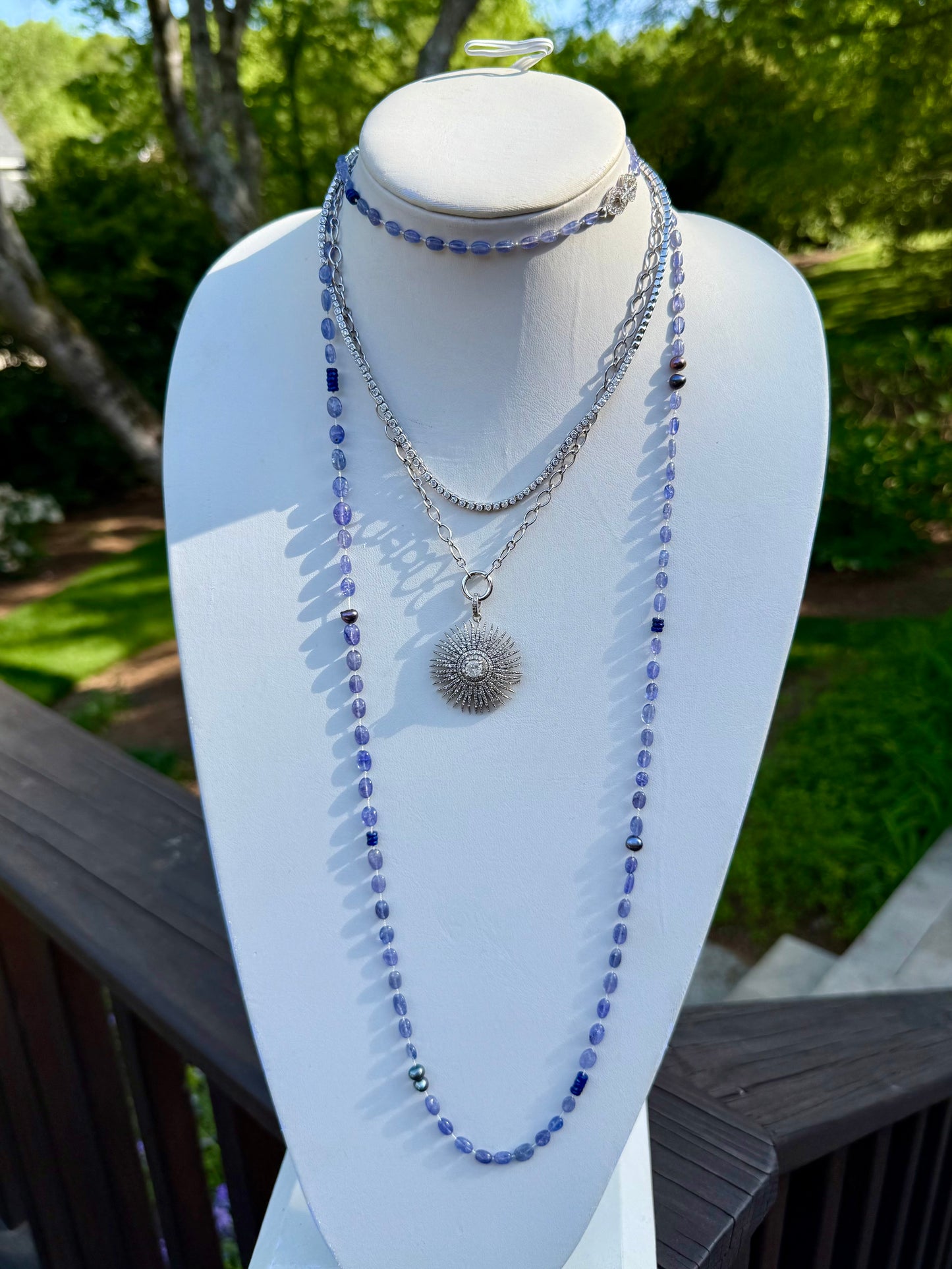 Tanzanite, Lapis and Baroque Pearl Necklace