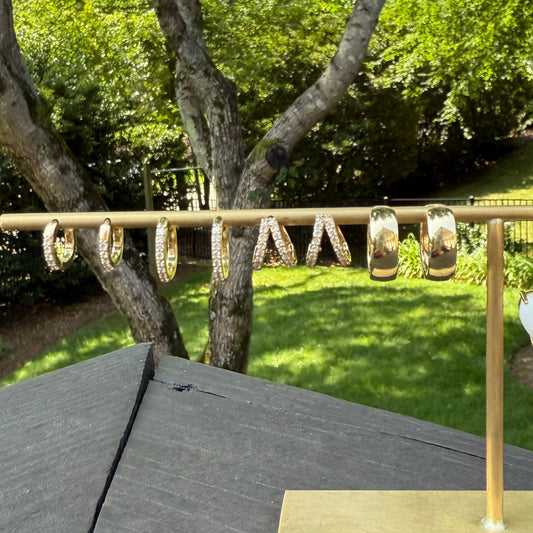 14K Gold Diamond Huggie Hoop Earrings