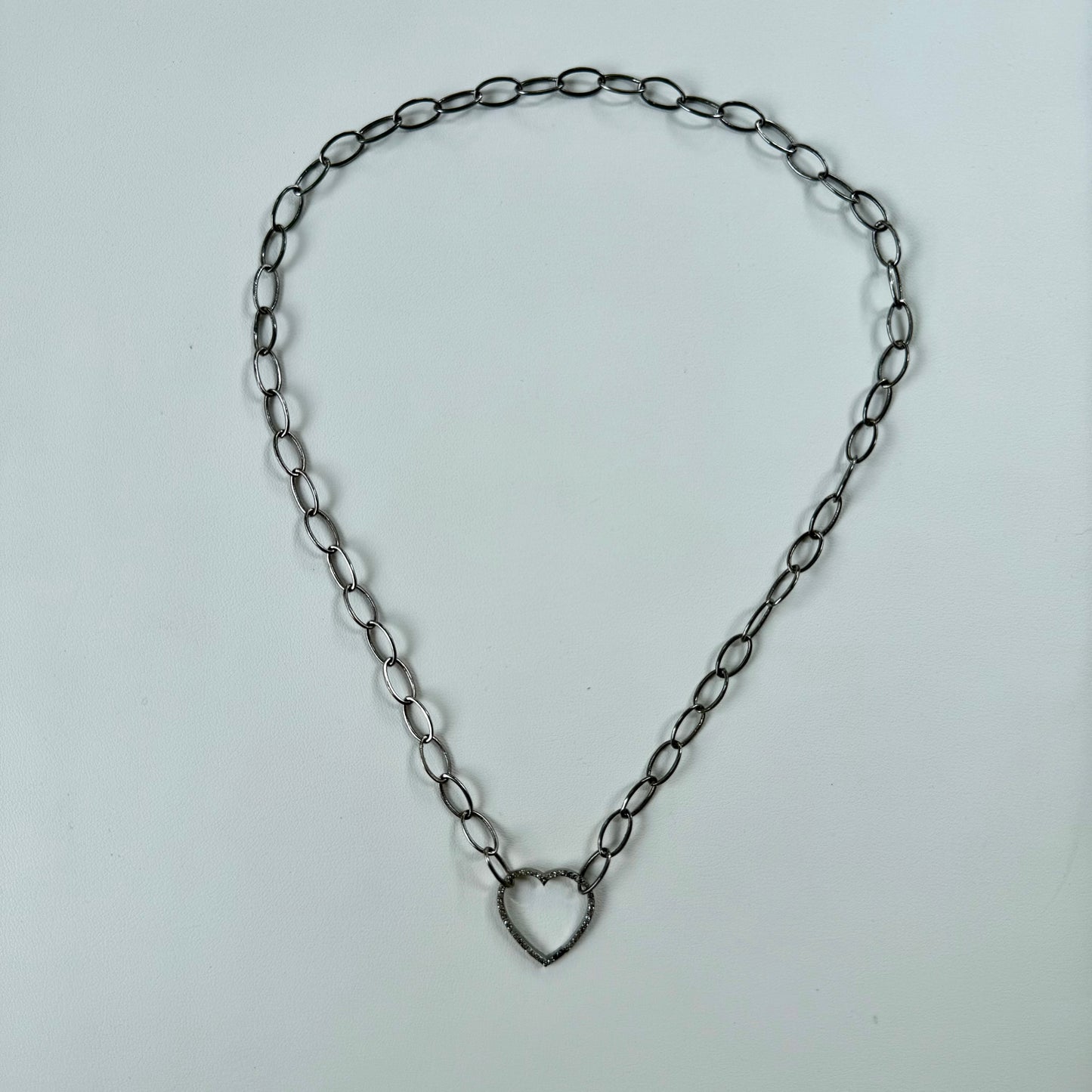 Oval Chain with Heart Diamond Clasp