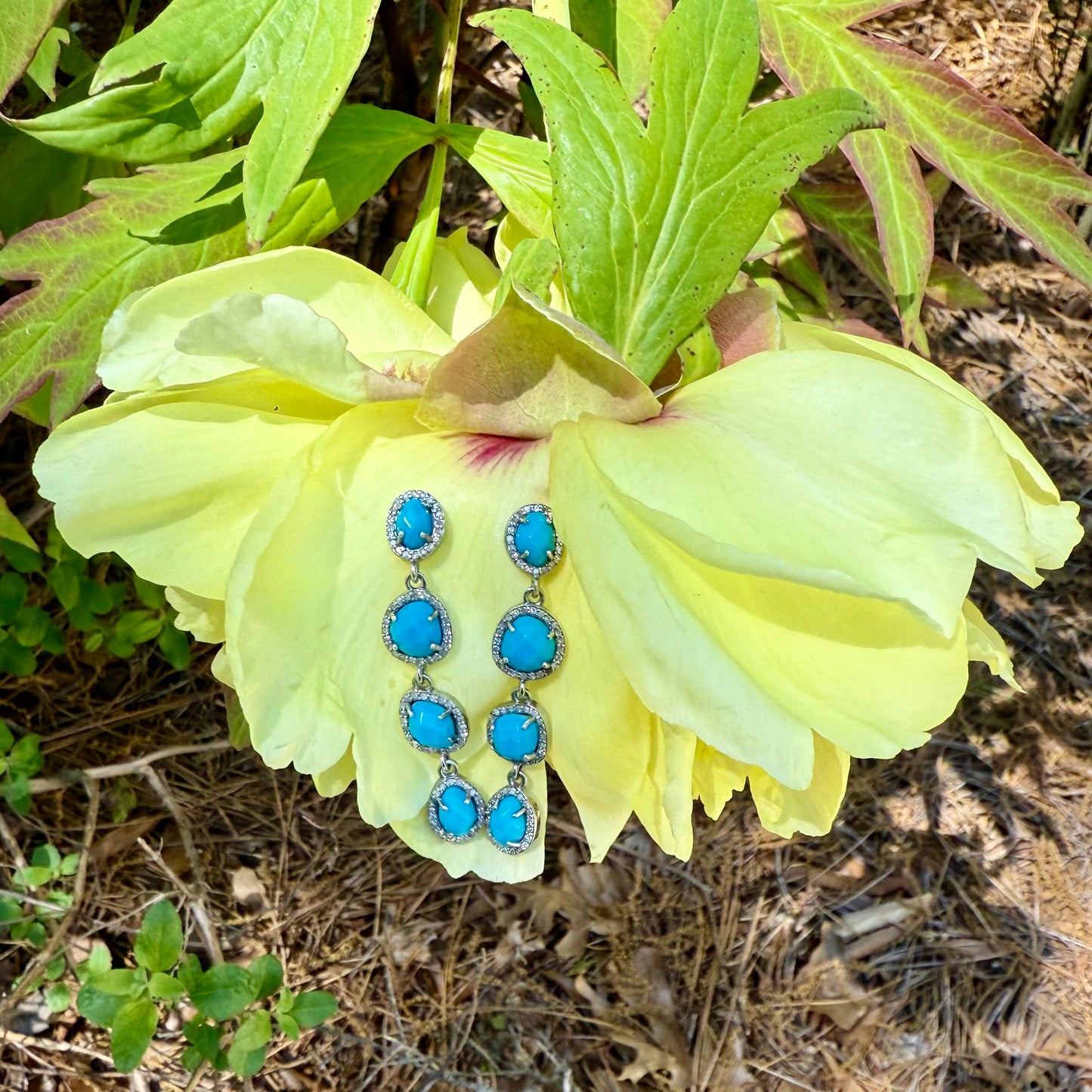 Gemstone Diamond Drop Earrings