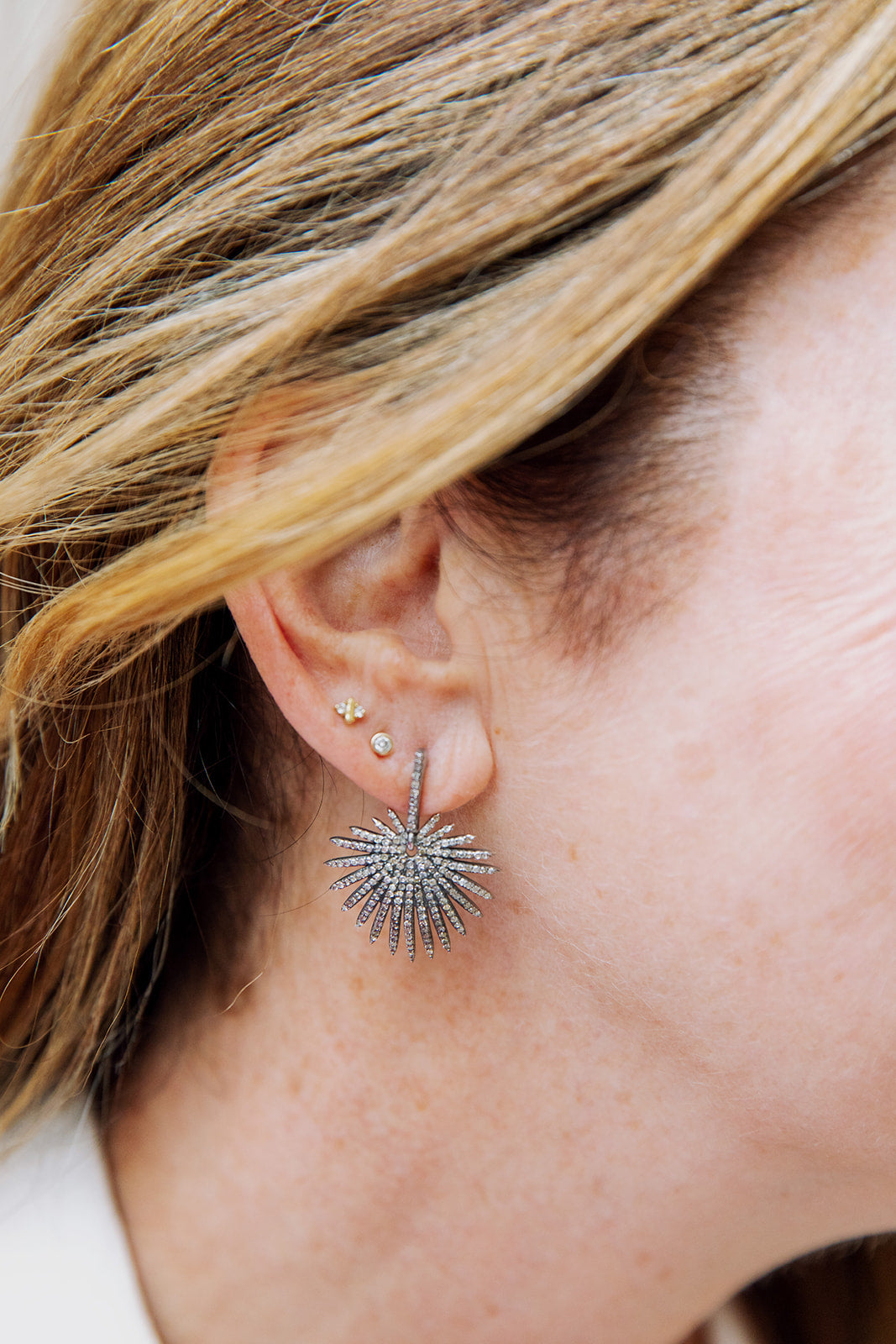 Kiawah Palms Full Diamond Oxidized Sterling