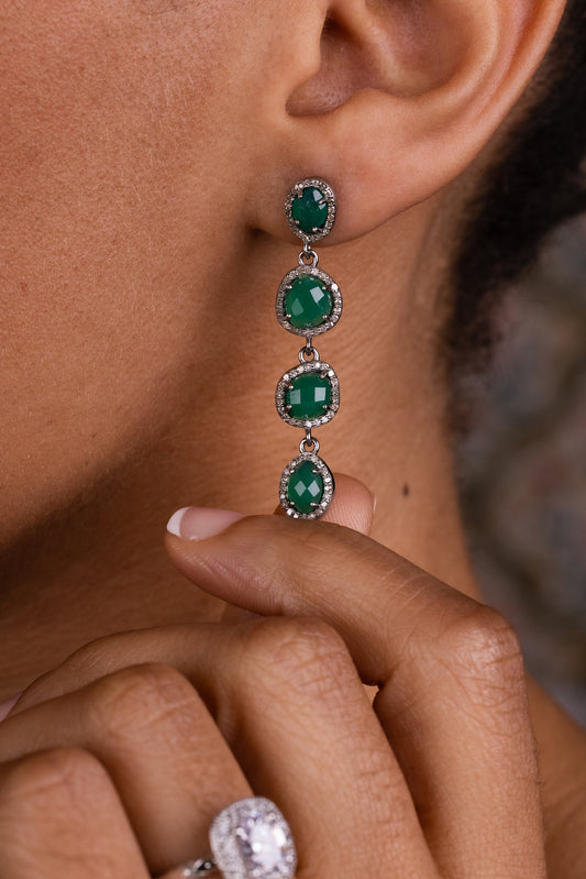 Gemstone Diamond Drop Earrings