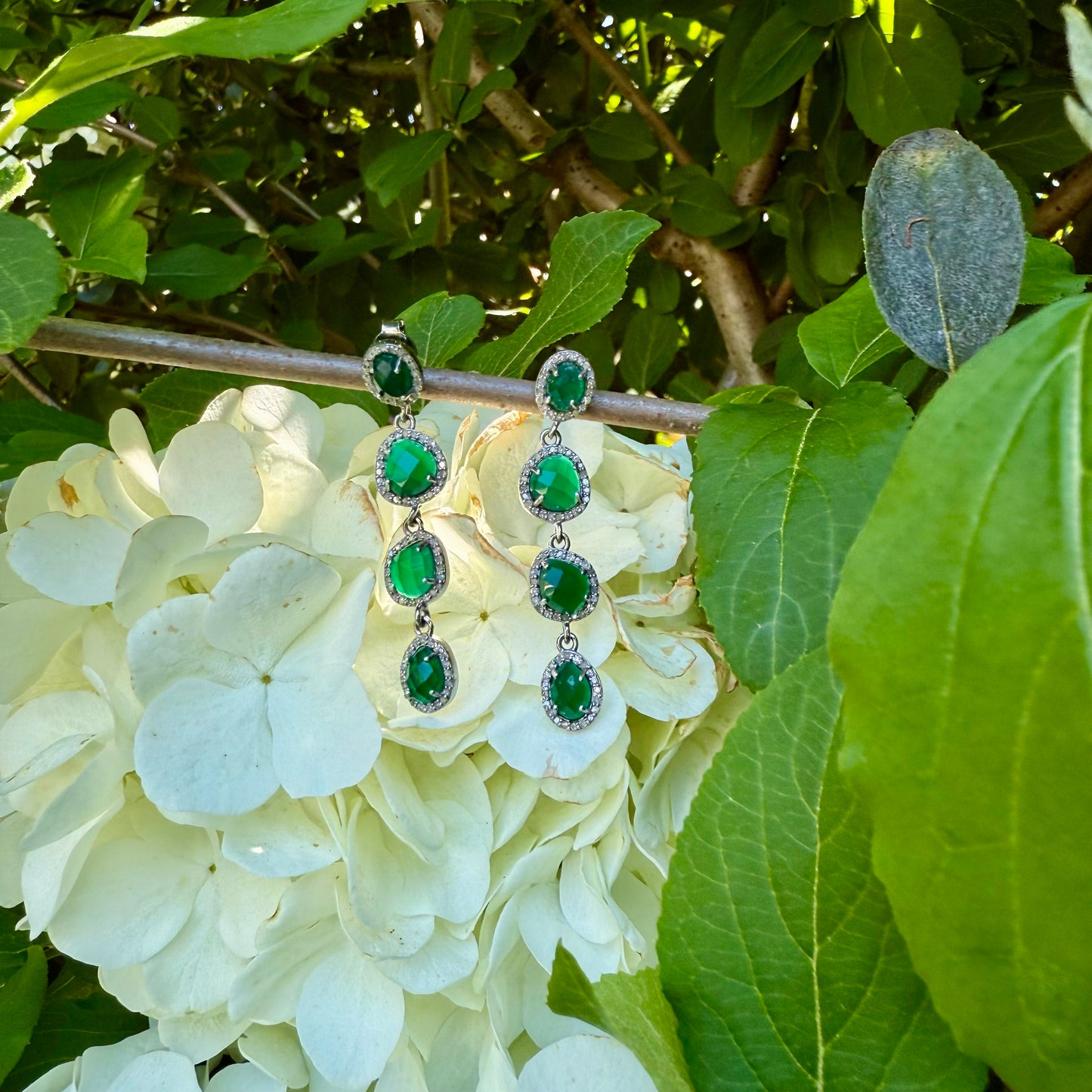Gemstone Diamond Drop Earrings