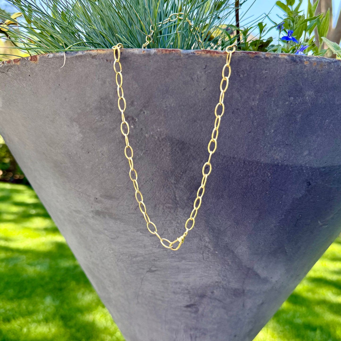 Oval Link Chain with Push Clasp