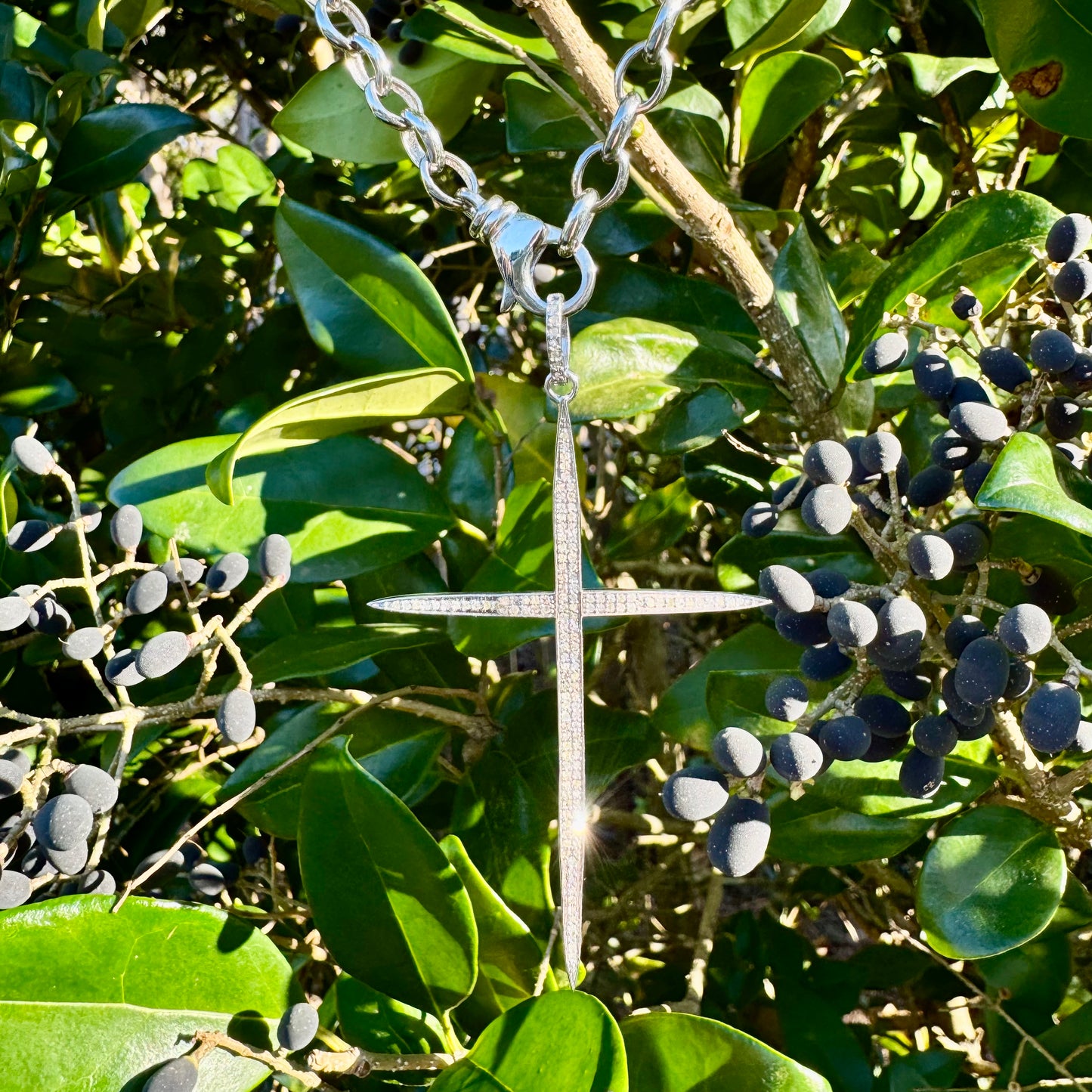 Pave Diamond Thin Dagger Cross