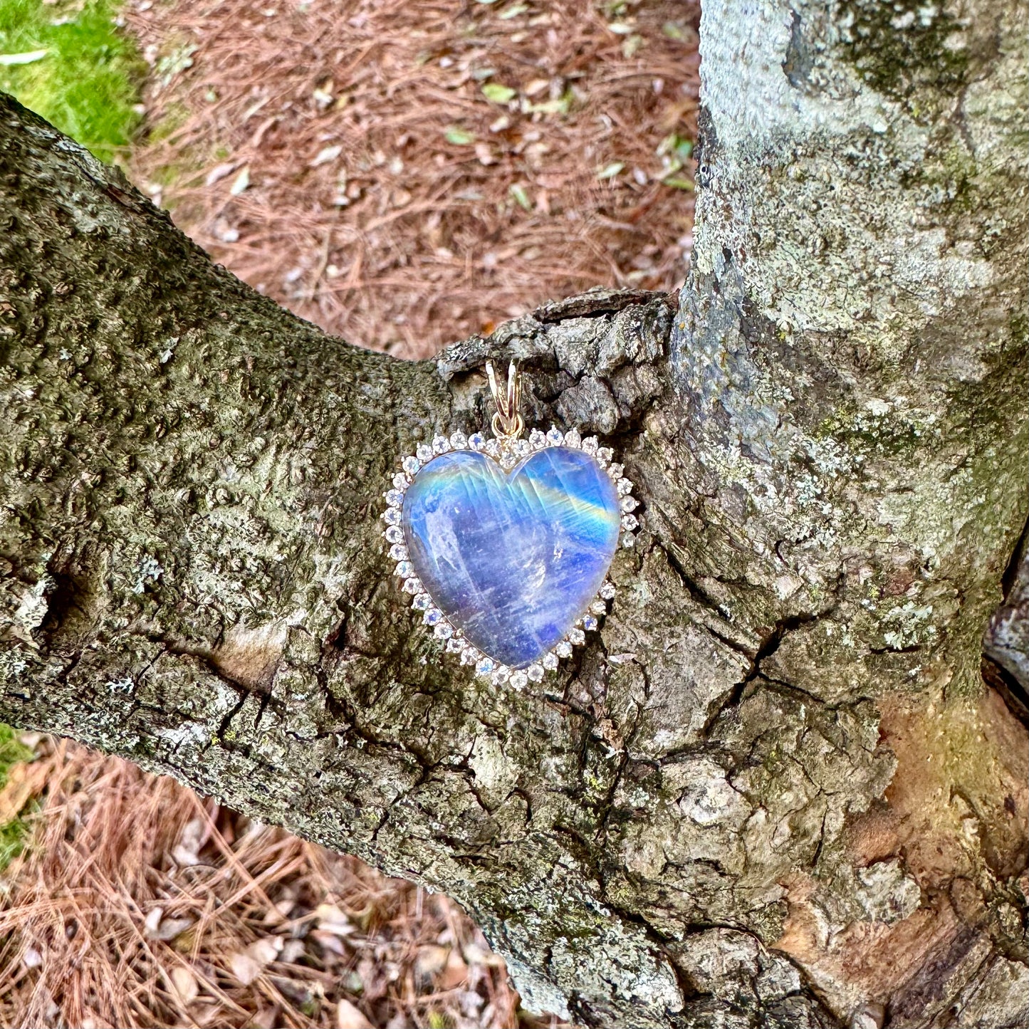 Rainbow Moonstone Heart