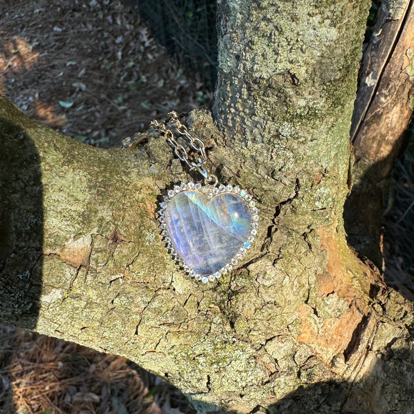 Rainbow Moonstone Heart