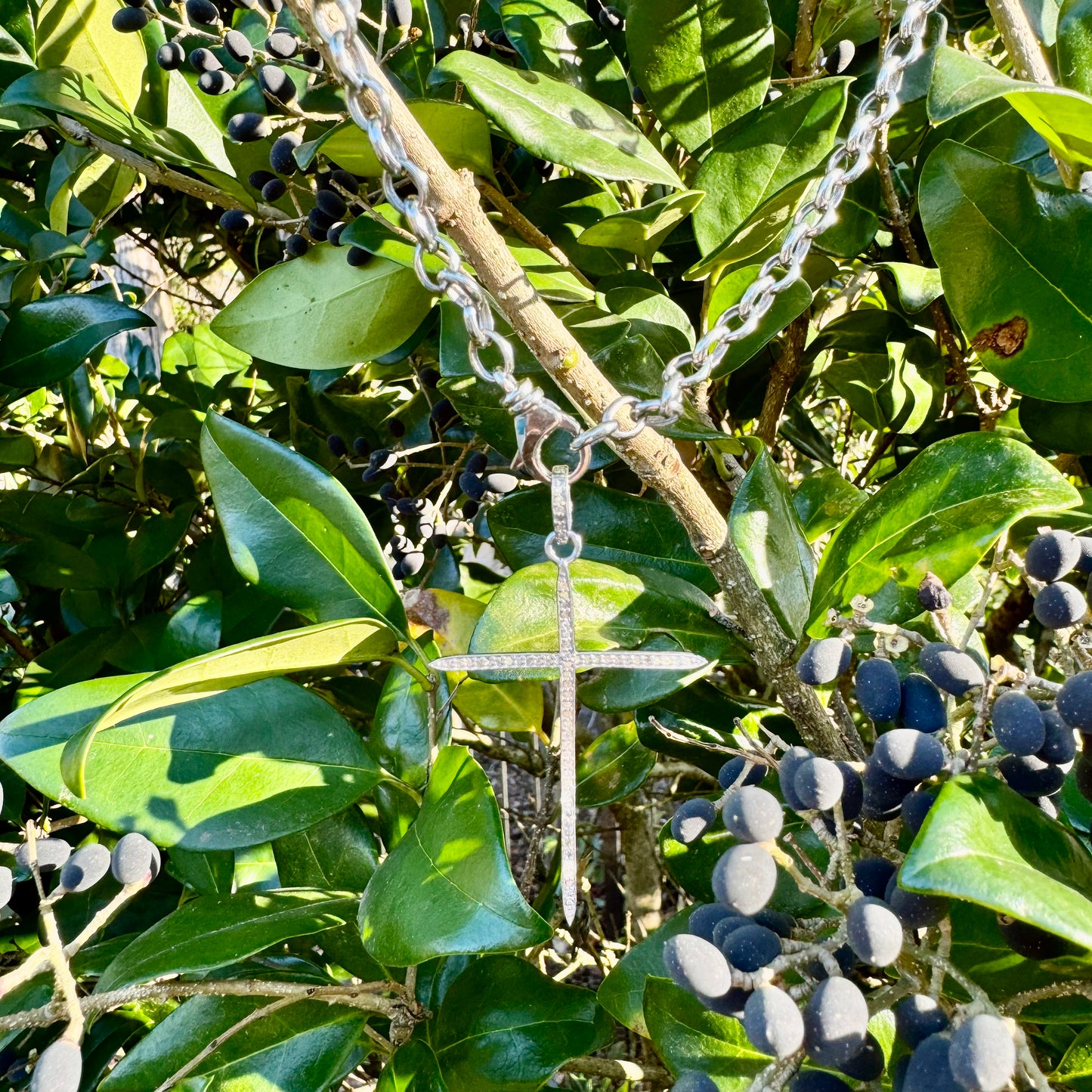 Pave Diamond Thin Dagger Cross