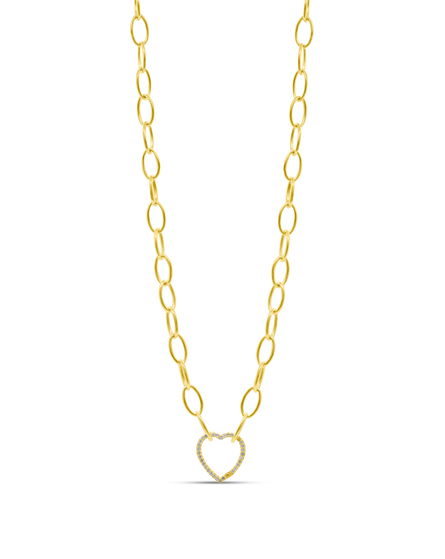 Oval Chain with Heart Diamond Clasp