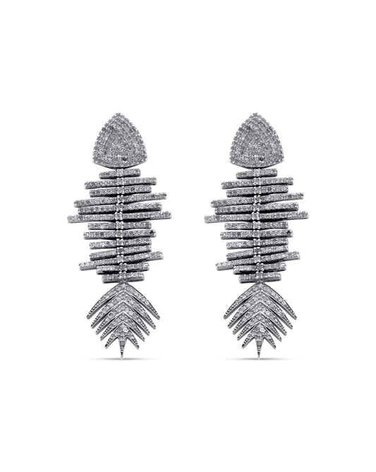 Diamond Fish Drop Earrings
