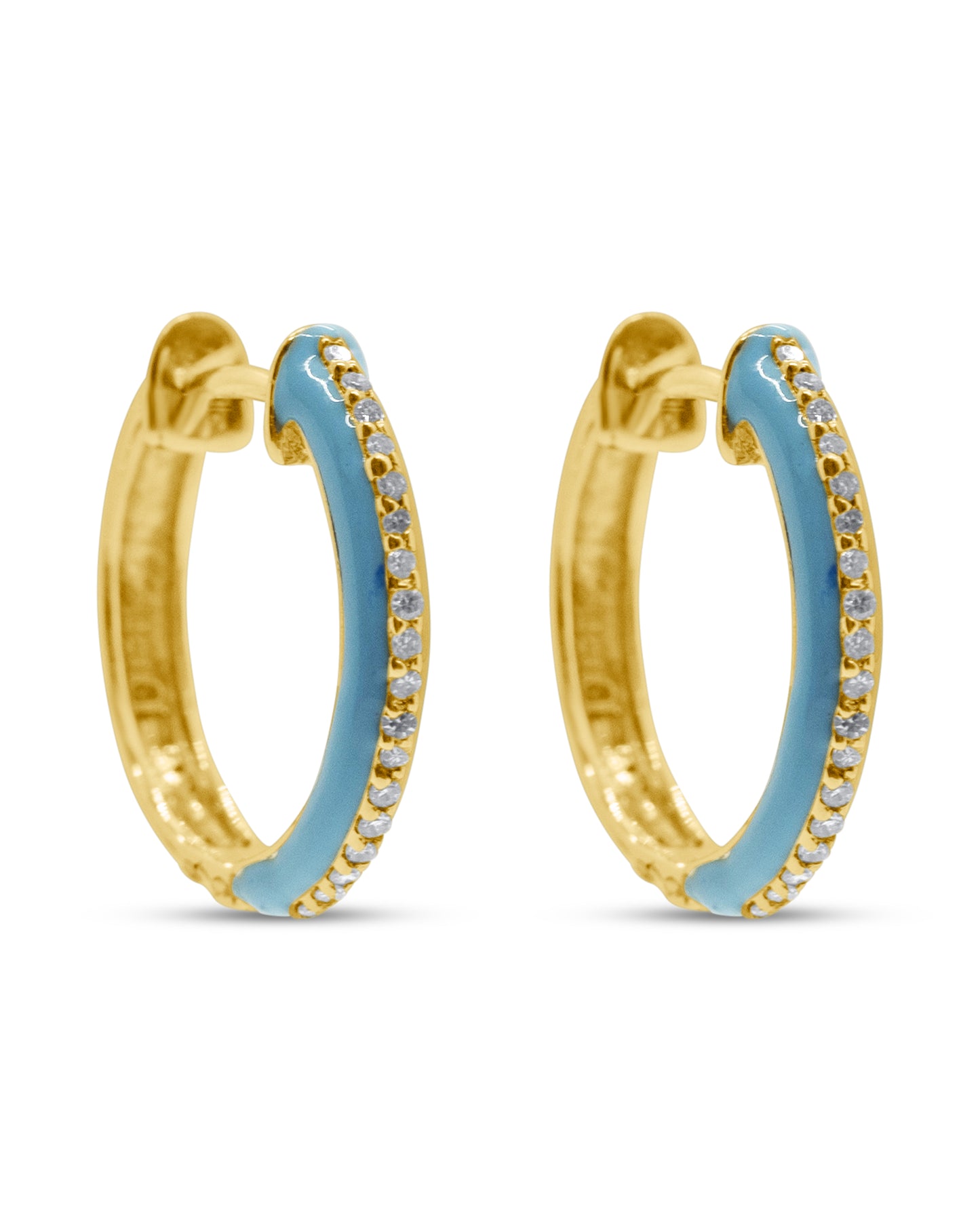 Turquoise Enamel Hoop Earrings
