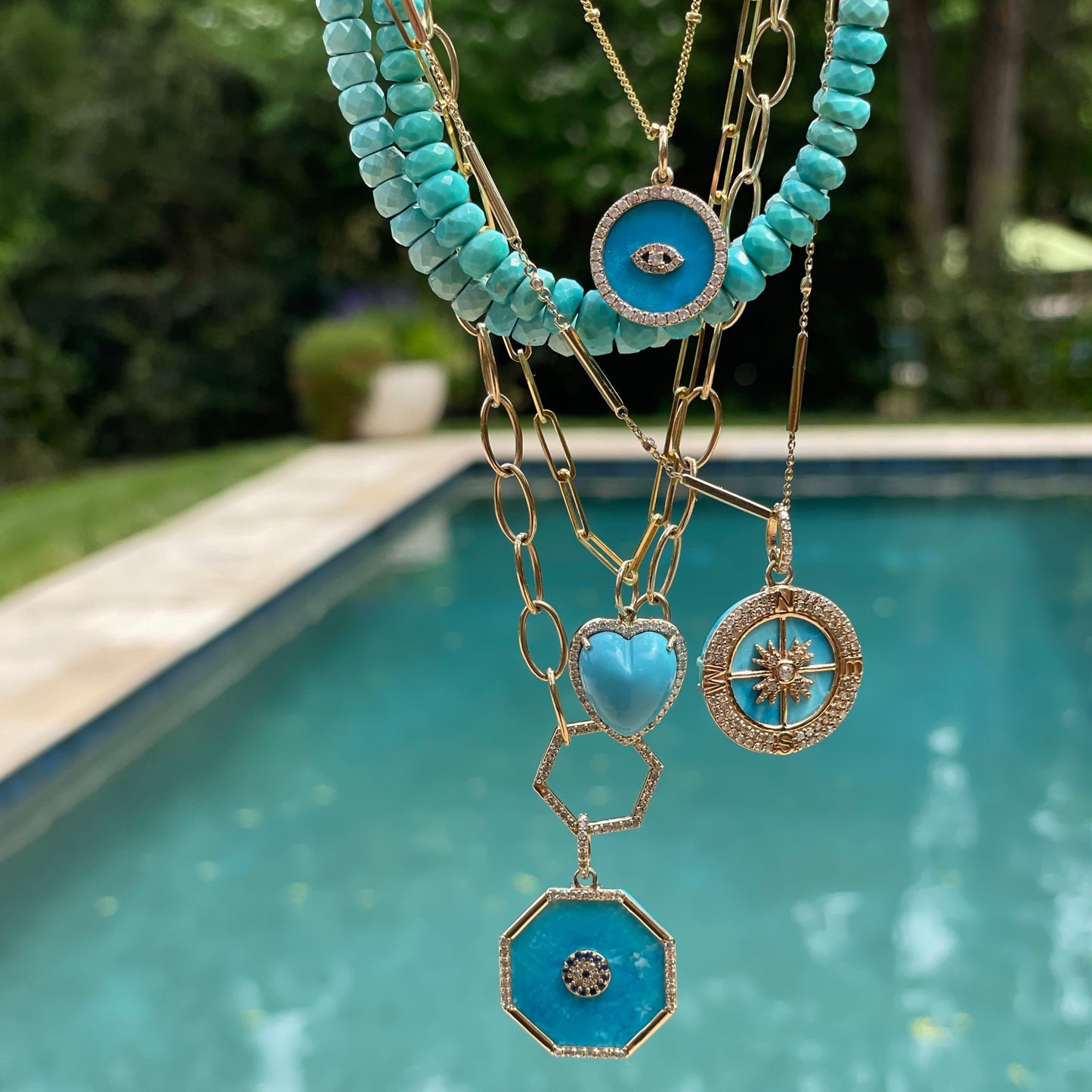 Carved Gemstone Heart Pendants