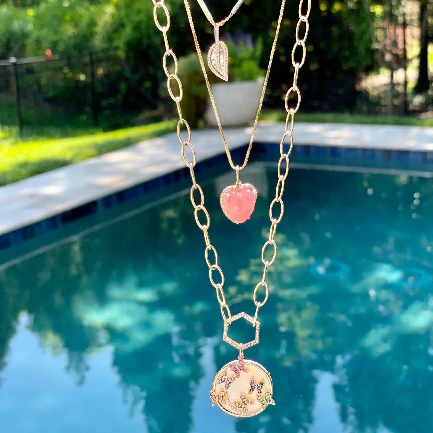 Carved Gemstone Heart Pendants