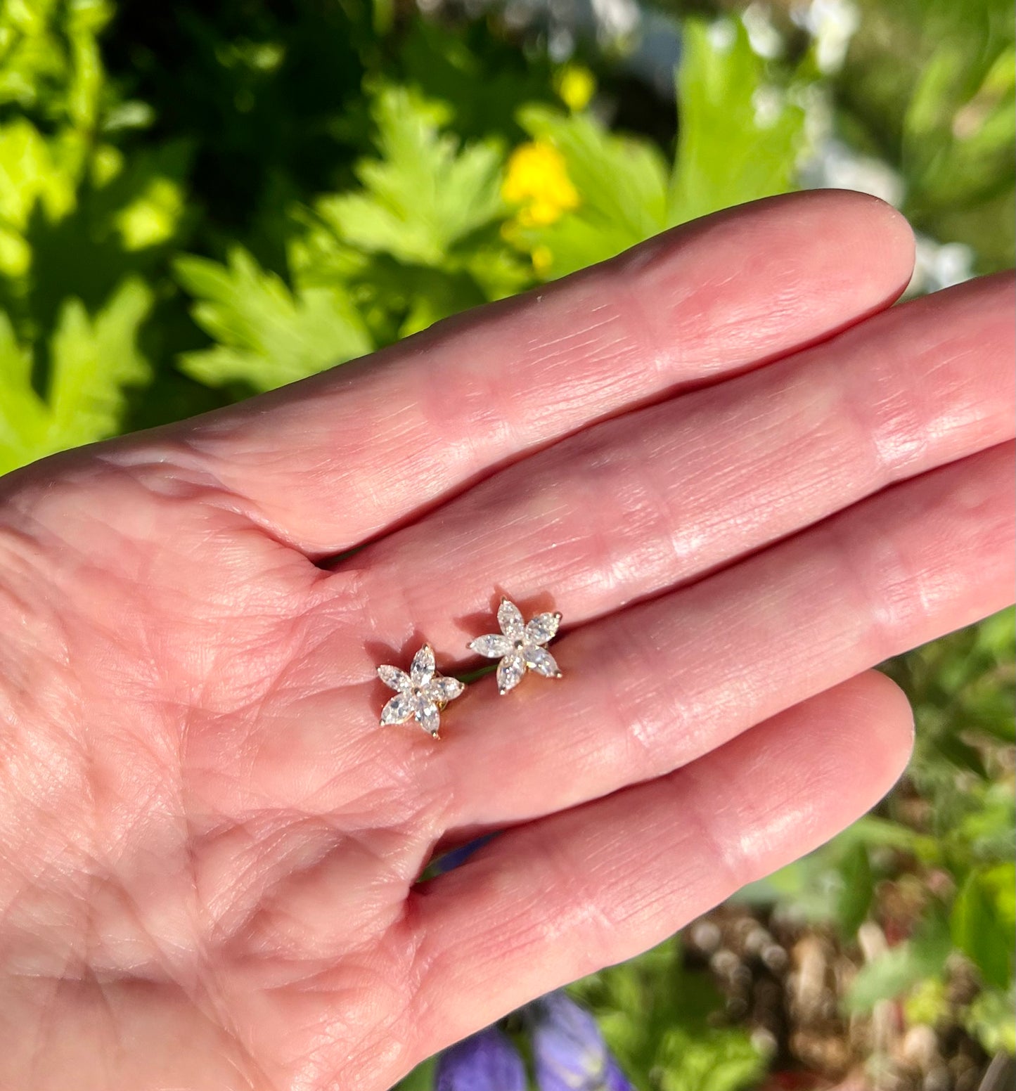 Marquise Diamond Flower Earrings