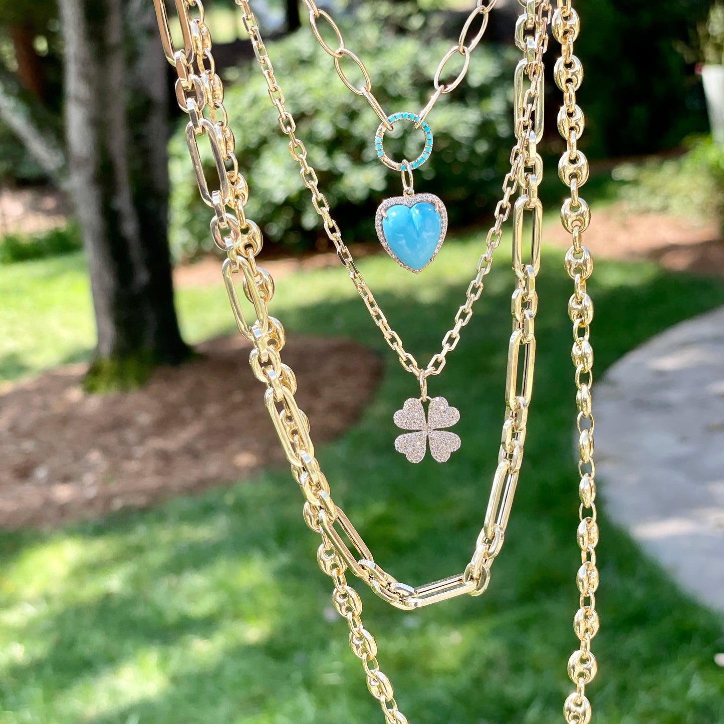 Carved Gemstone Heart Pendants