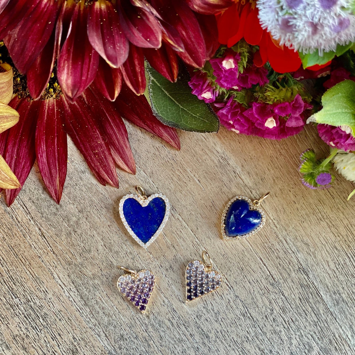 Carved Gemstone Heart Pendants