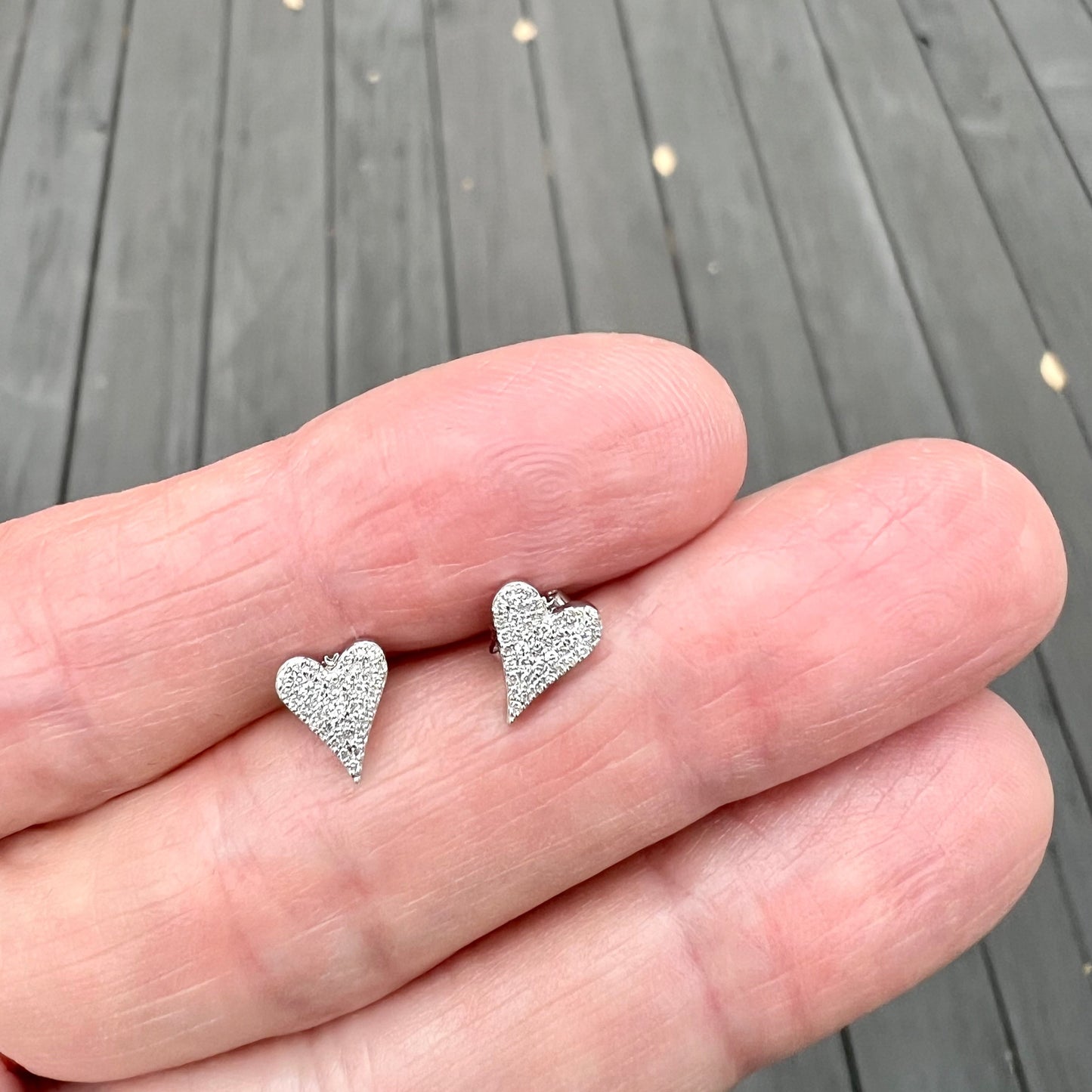 White Gold Heart Studs