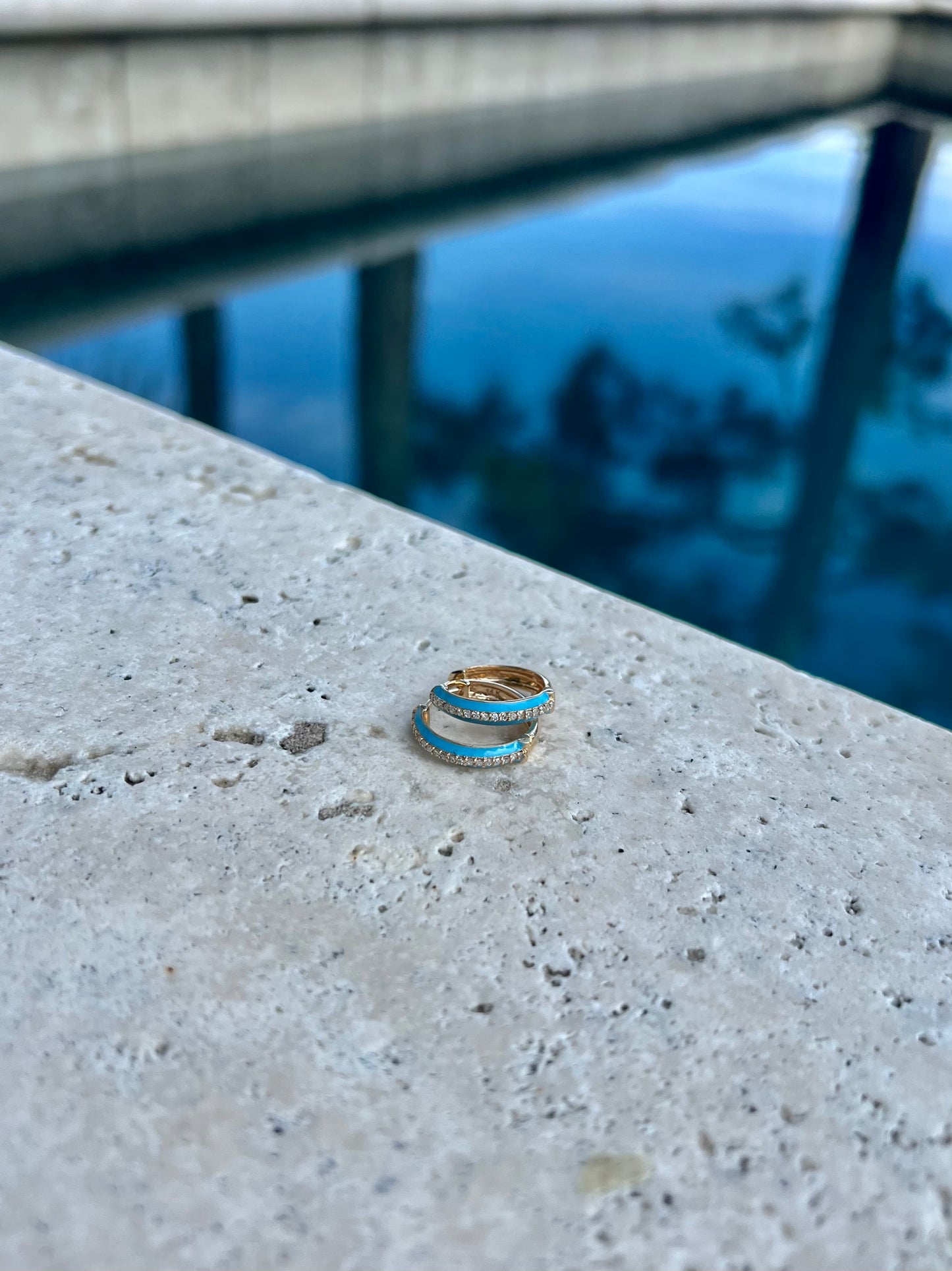 Turquoise Enamel Hoop Earrings