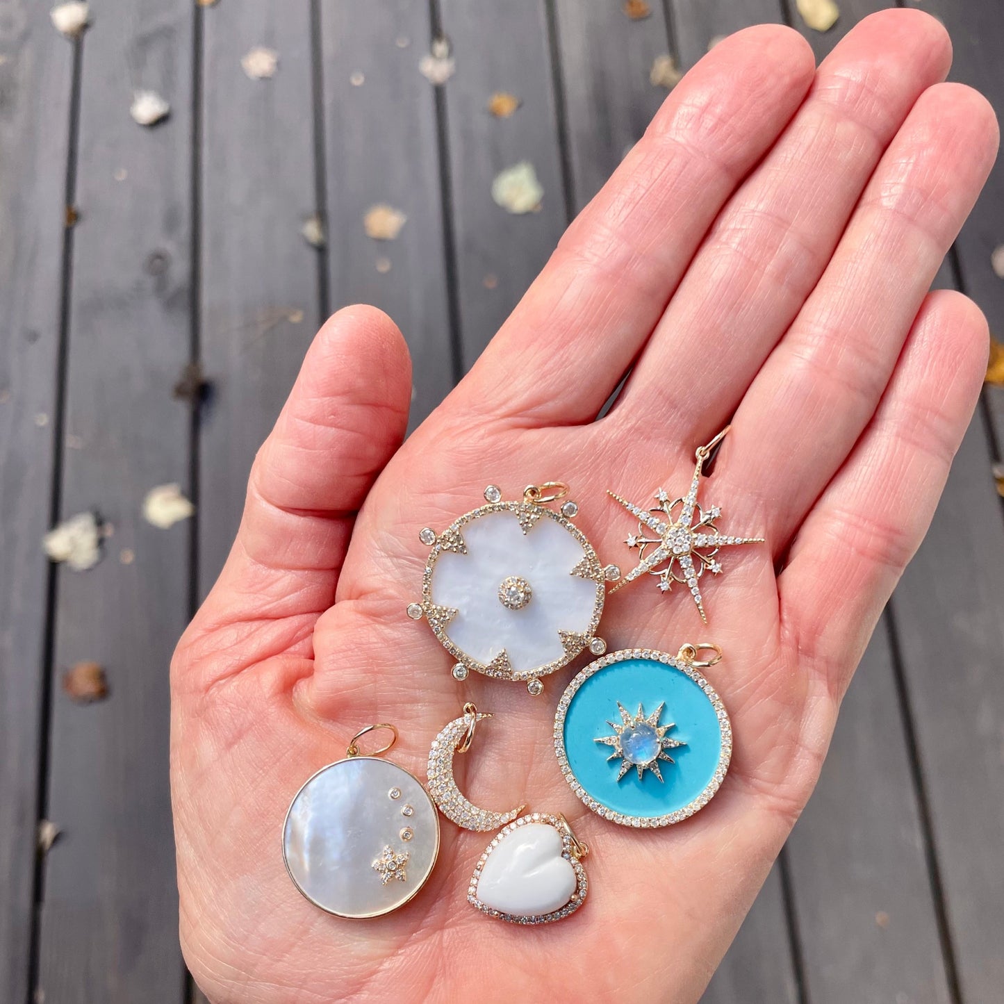 Carved Gemstone Heart Pendants