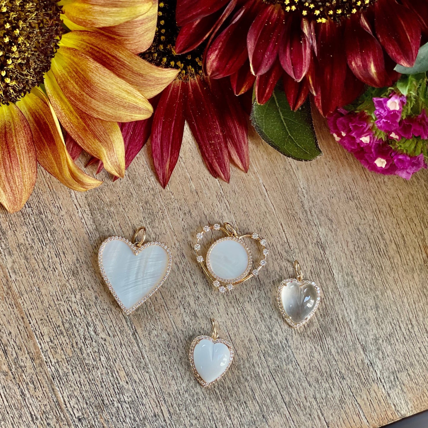 Carved Gemstone Heart Pendants