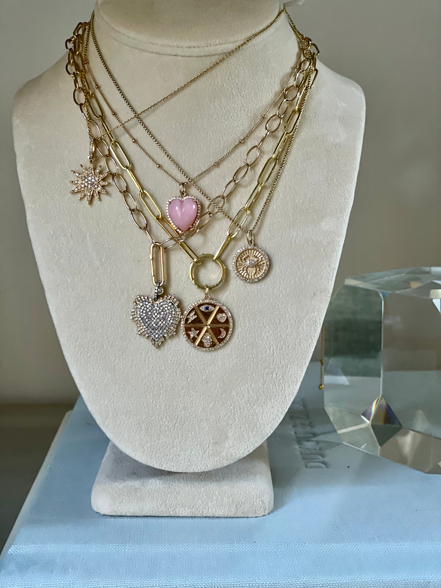 14K Gold Zodiac Diamond and Sapphire Pendant