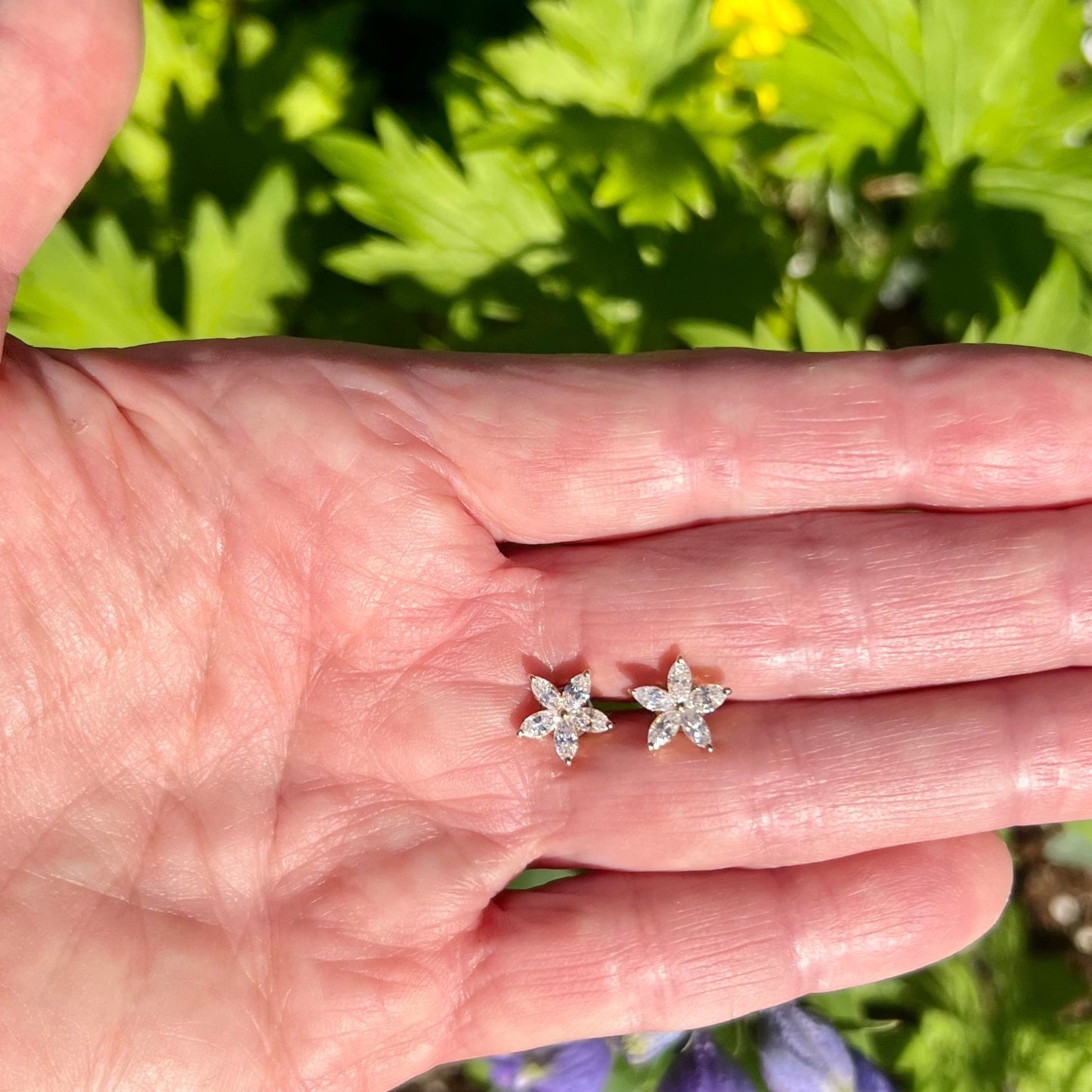 Marquise Diamond Flower Earrings
