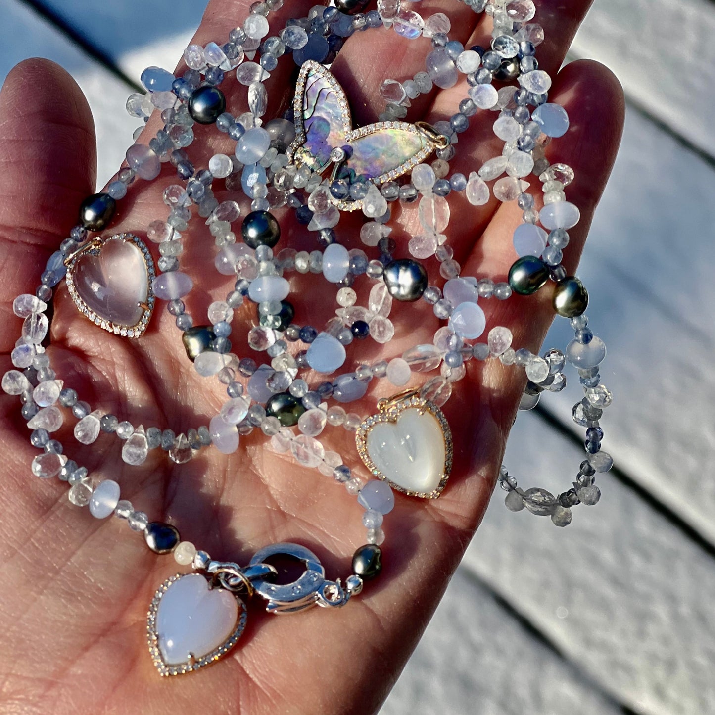 Carved Gemstone Heart Pendants