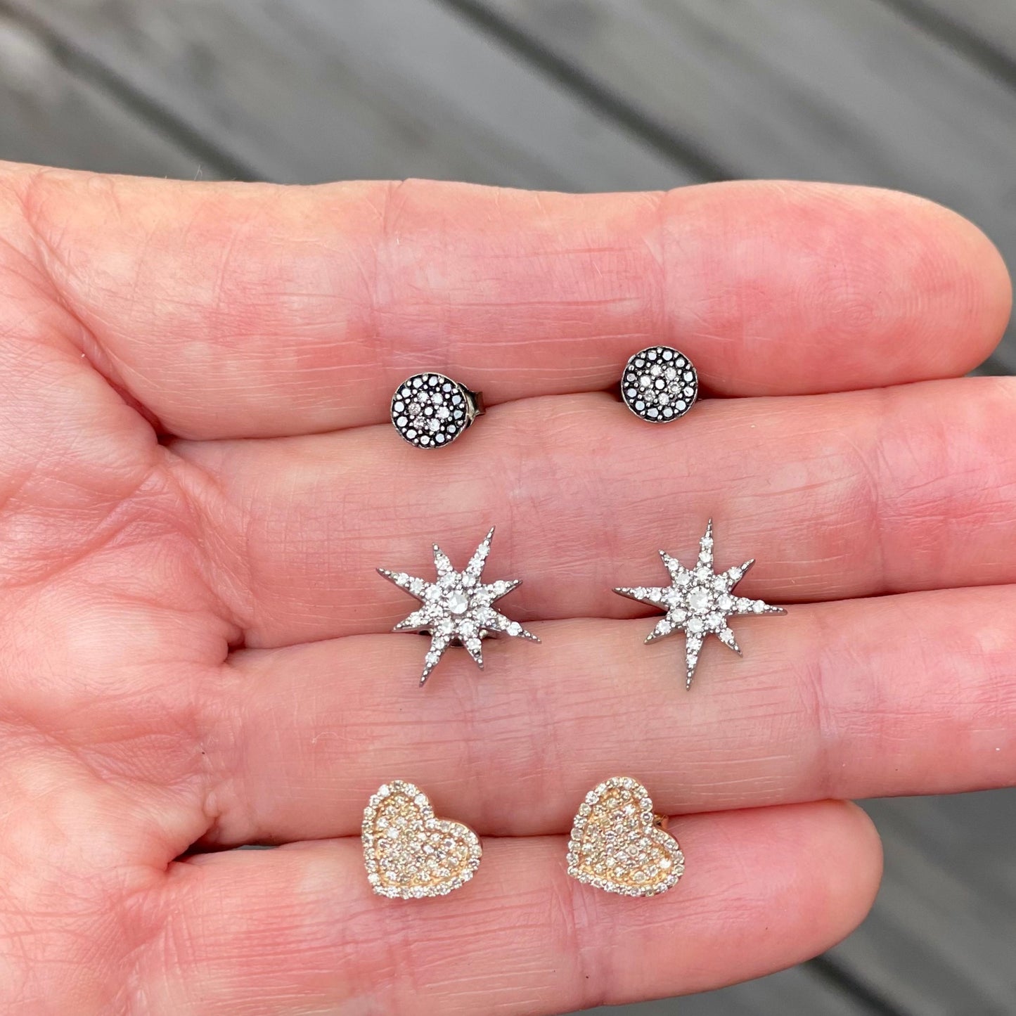 Diamond Heart Studs