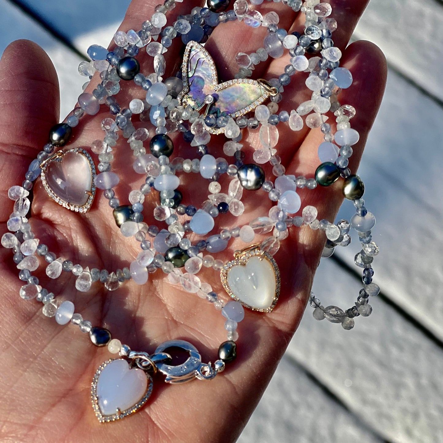 Carved Gemstone Heart Pendants