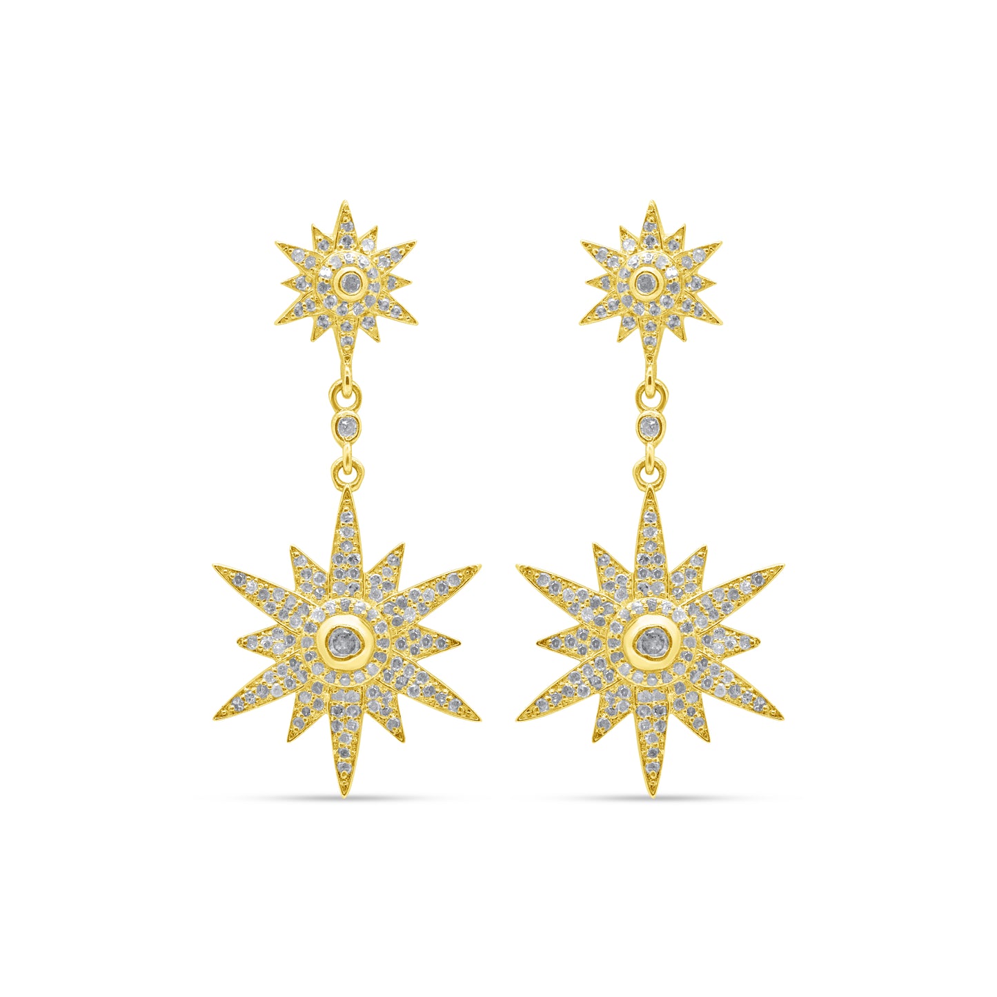 Double Star Drop Earrings Vermeil