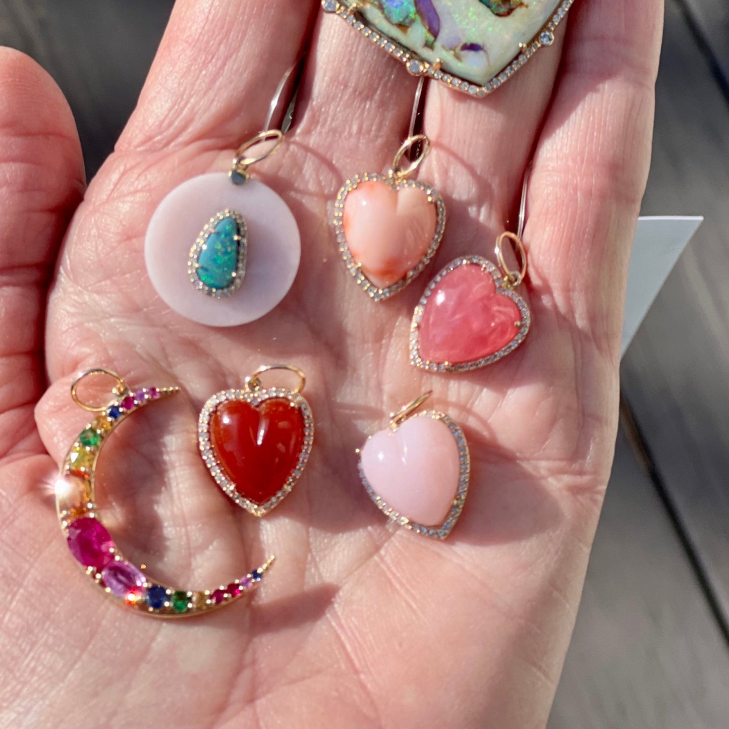 Carved Gemstone Heart Pendants