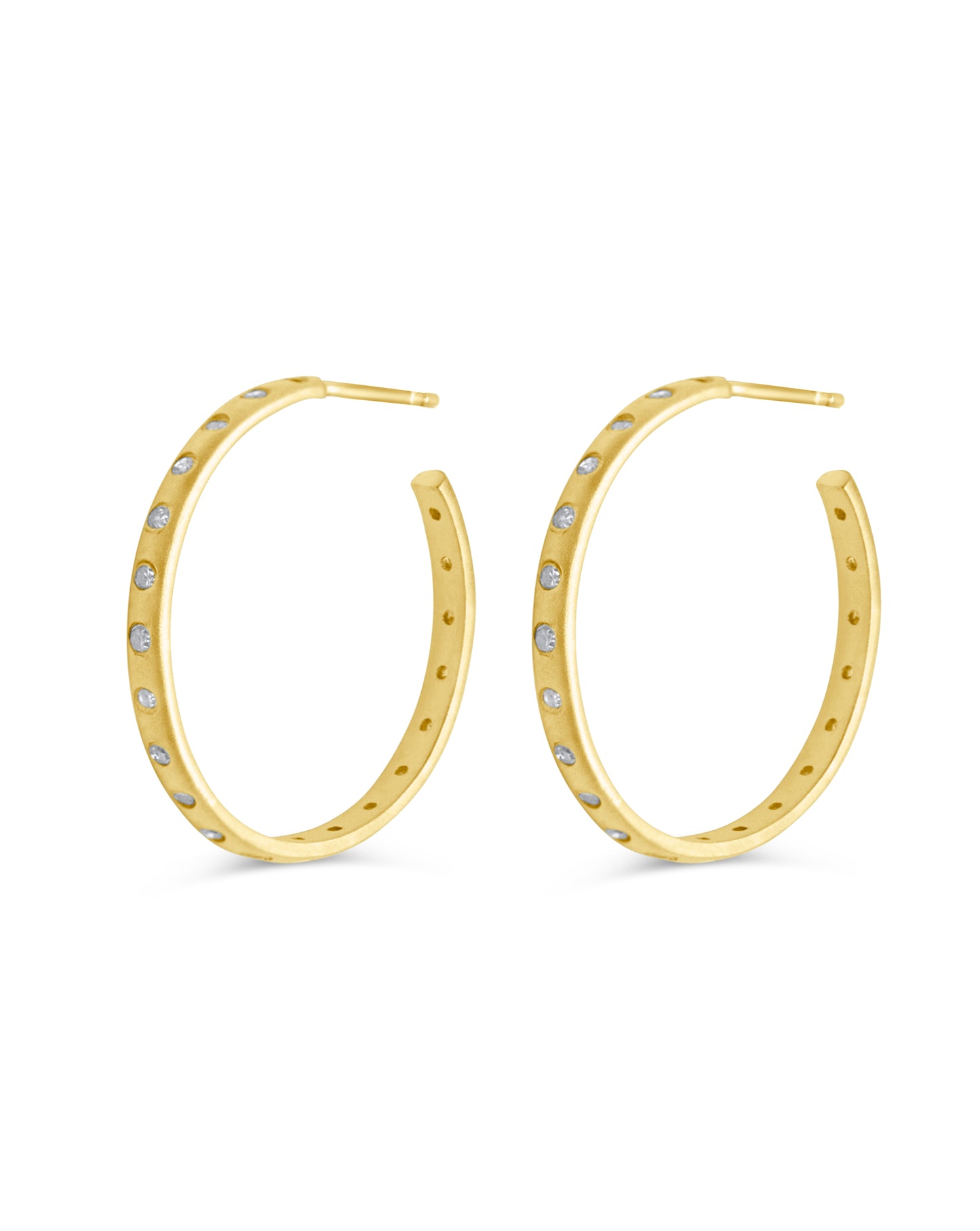 Matte Diamond Bezel Hoop Earrings
