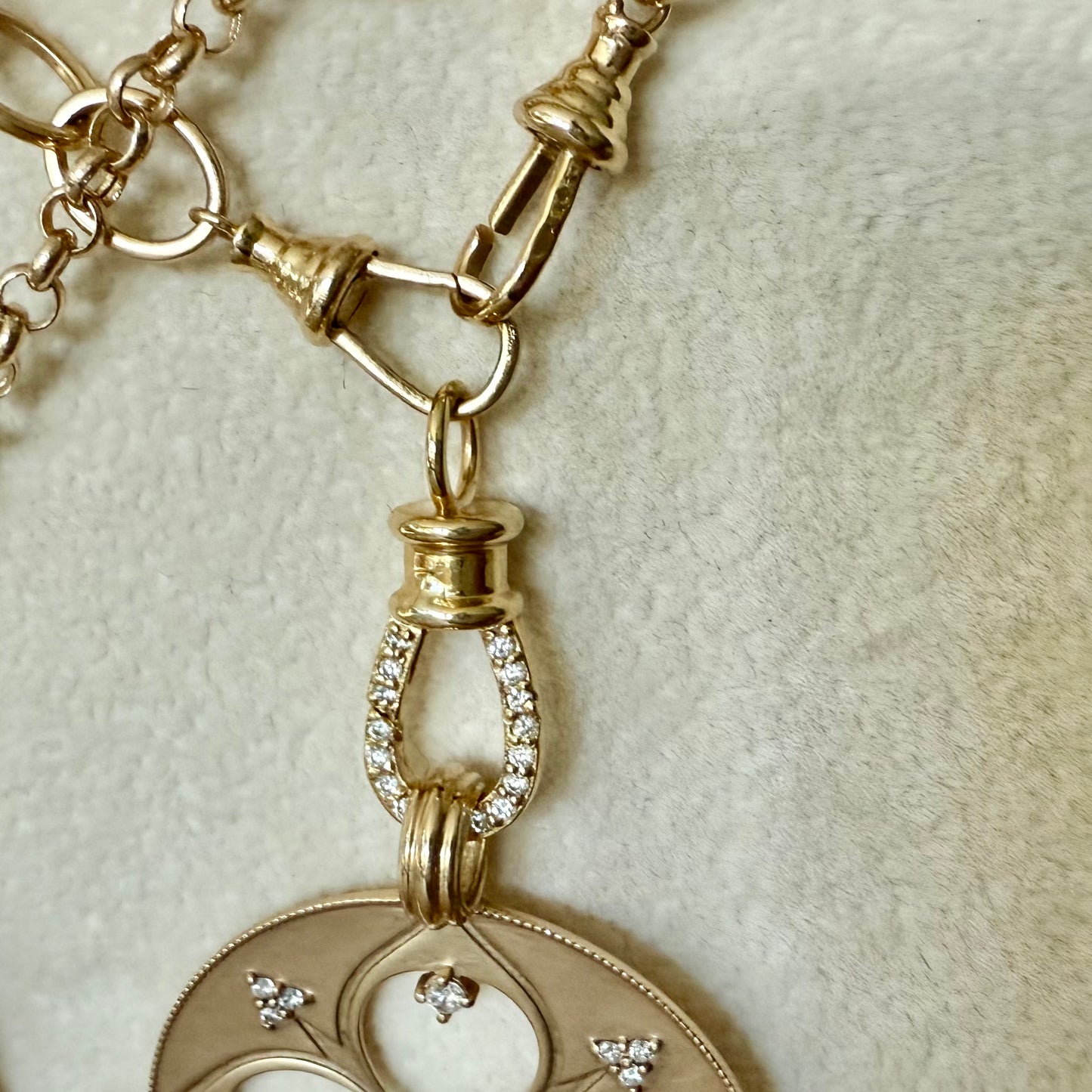 14k Gold and Diamond Drop Push Clasp