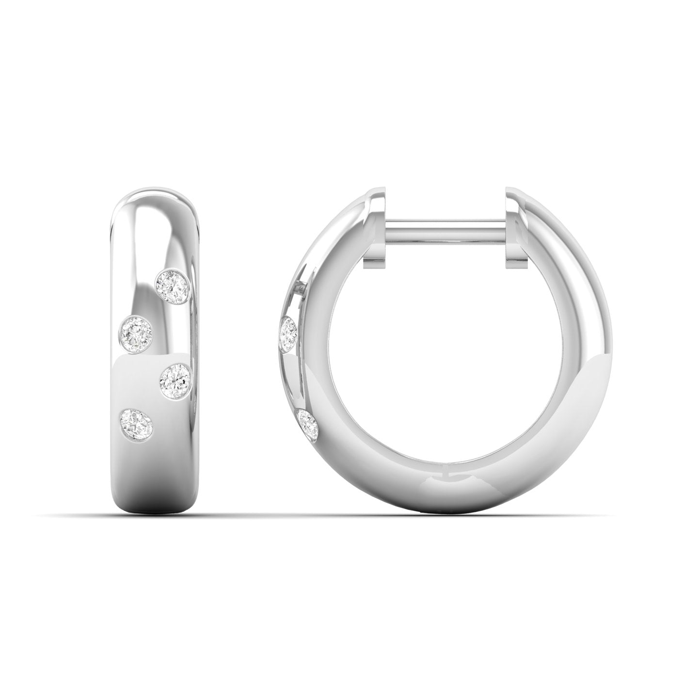 White Gold Diamond Huggie Hoops