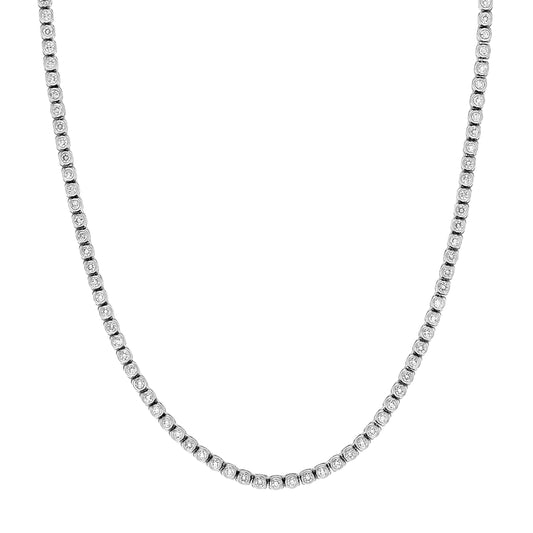 14K White Gold Modern Diamond Tennis Necklace