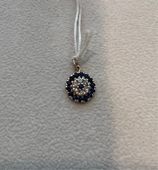 14K Gold Diamond and Sapphire Turkish Eye