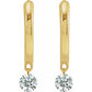 14K Gold Huggie Hoops with Diamond Drop