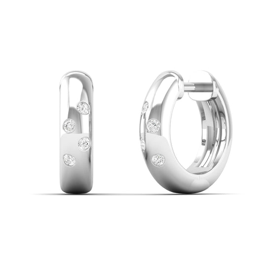 White Gold Diamond Huggie Hoops