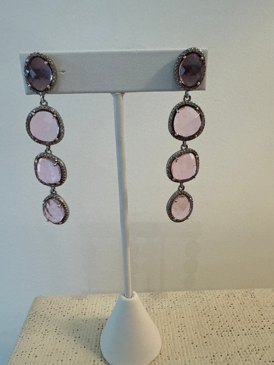 Pink Quartz Drop Earrings