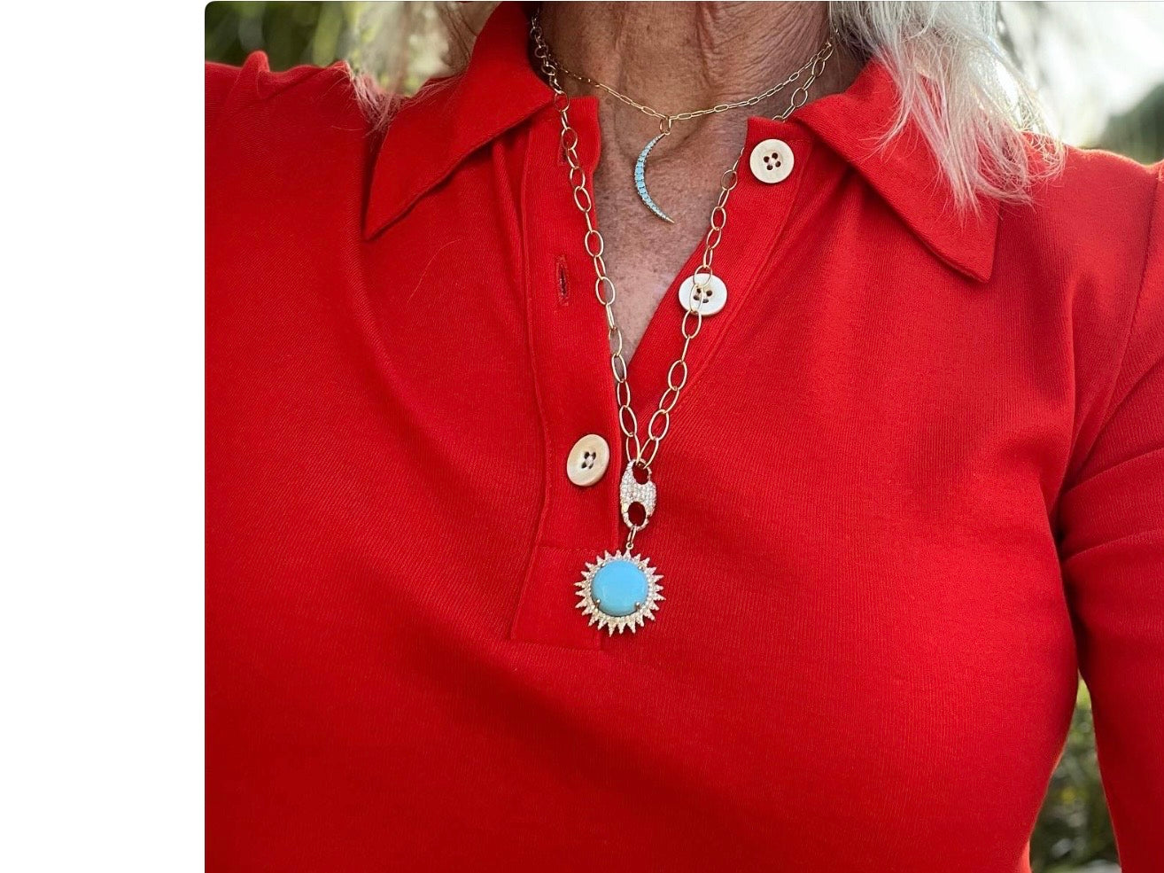 Diamond and Turquoise Sun Pendant