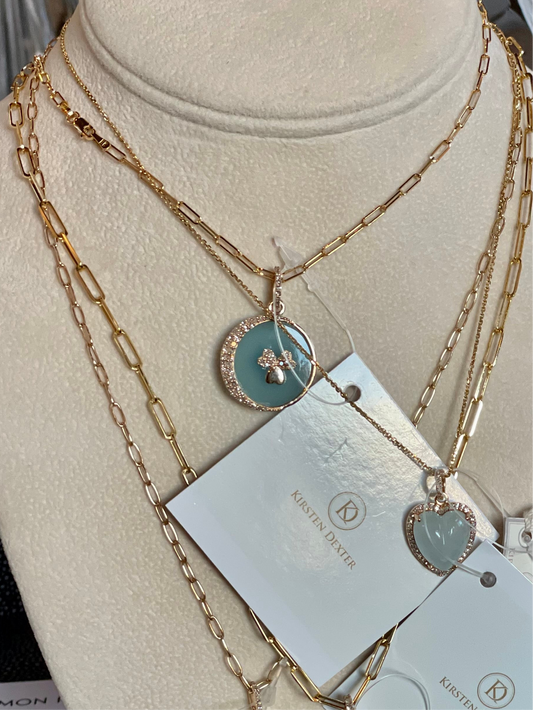 14K Chalcedony Three Heart Pendant