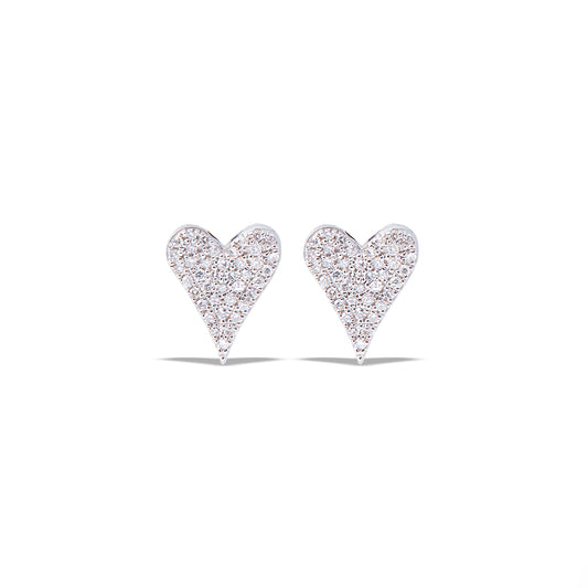 White Gold Heart Studs